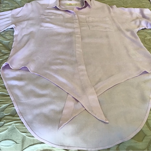 Pale pink blouse, small, Maeve by ANTHROPOLOGY, long sleeve with roll-up tab - Picture 5 of 12